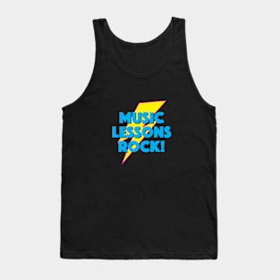 MUSIC LESSONS ROCK! LIGHTNING LOGO SLOGAN FOR TEACHERS, LECTURERS ETC. Tank Top